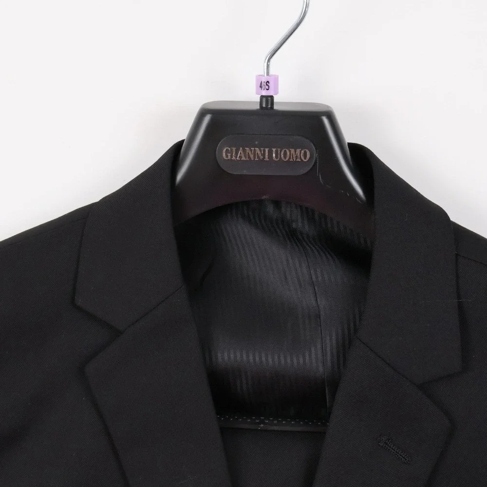 Gianni Uomo 3-Piece Suit Set Black Solid 36S Slim Fit NWT